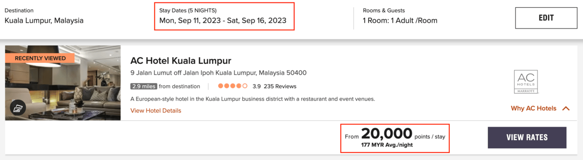 5-night stay on Marriott.com for just 20,000 points!