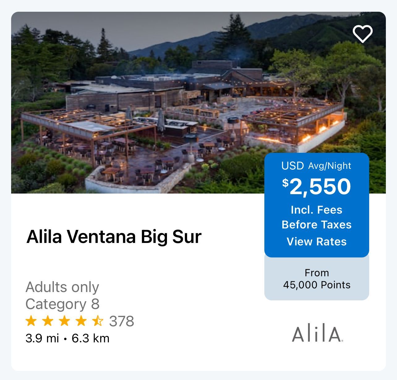 Alila Ventana Big Sur for 45,000 Hyatt points per night