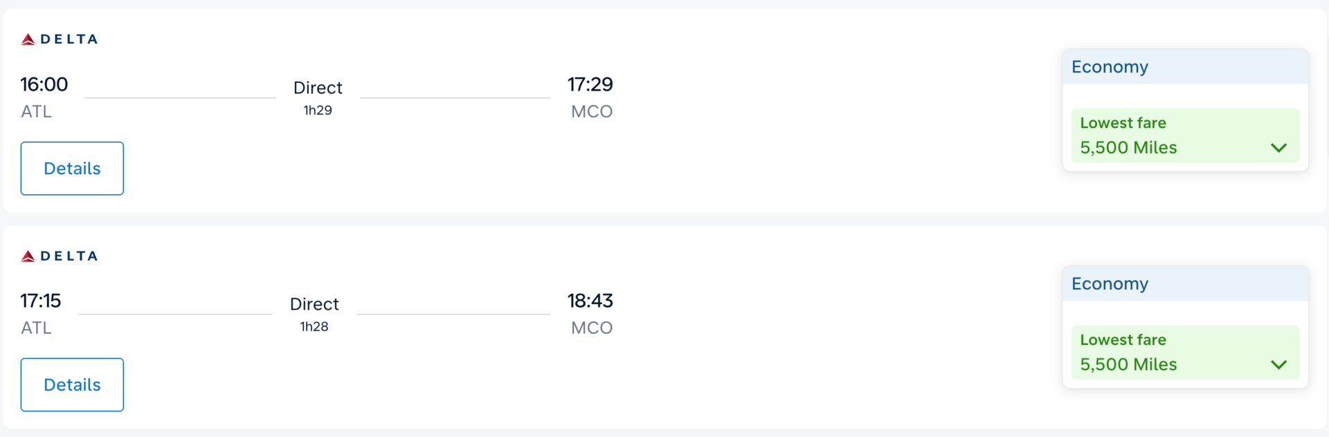 ATL to MCO for just 5,500 miles
