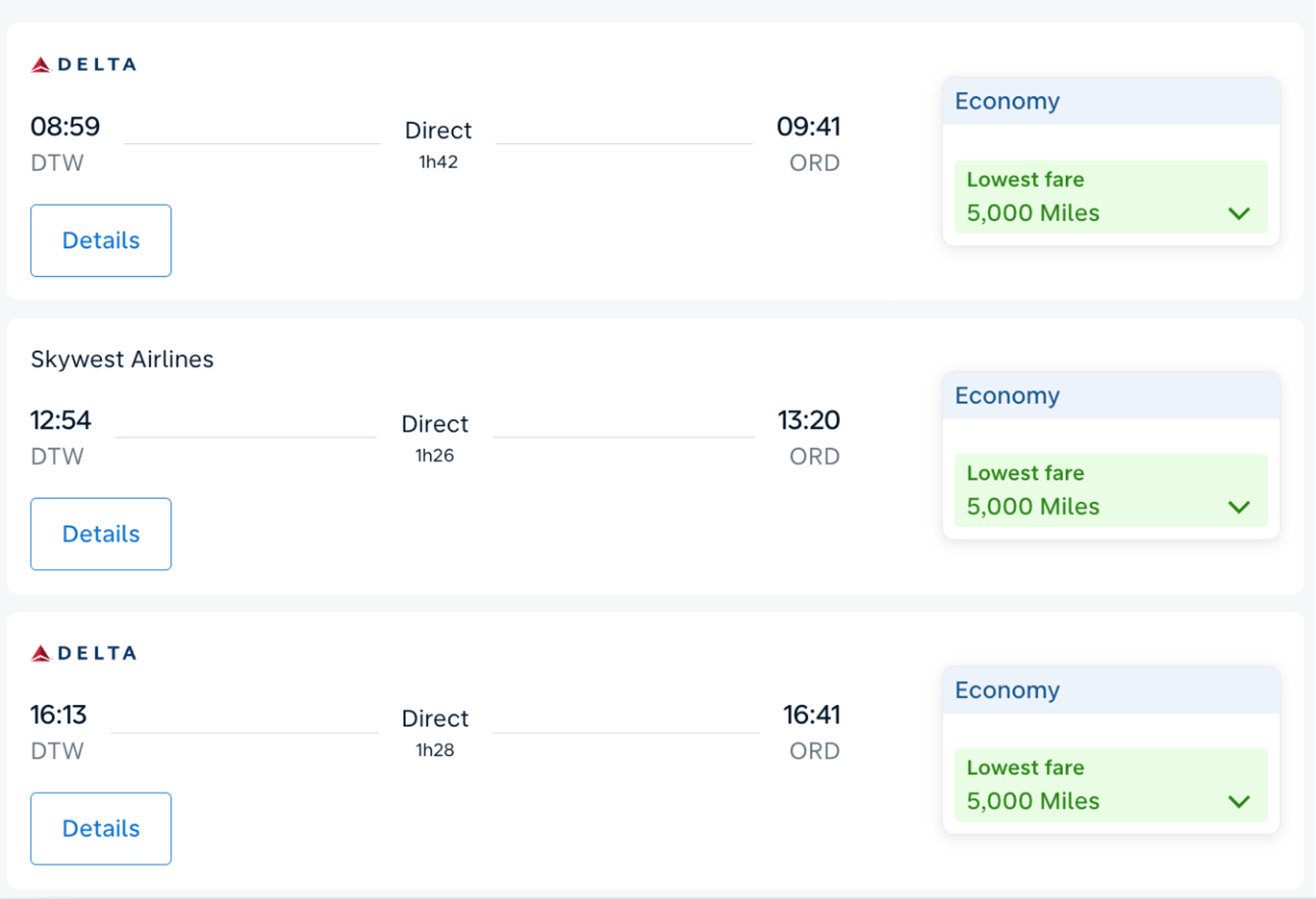 Domestic Delta flights booked with Flying Blue miles