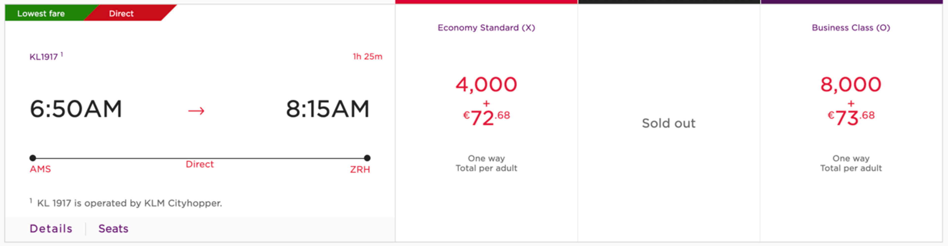 AMS-ZRH for 4,000 miles