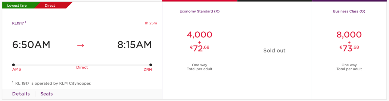 AMS-ZRH for 4,000 miles