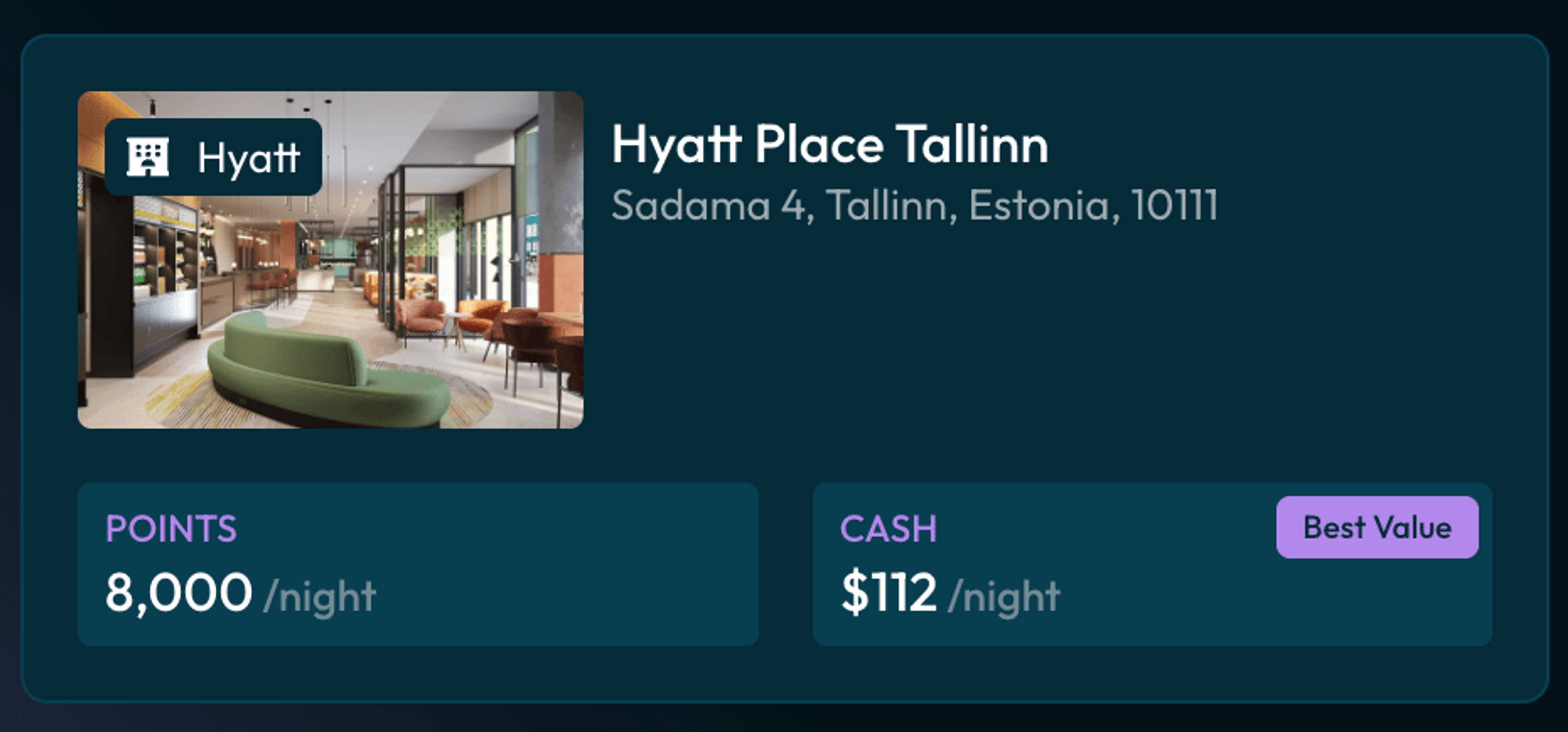 Hyatt Place Tallinn for $112 per night