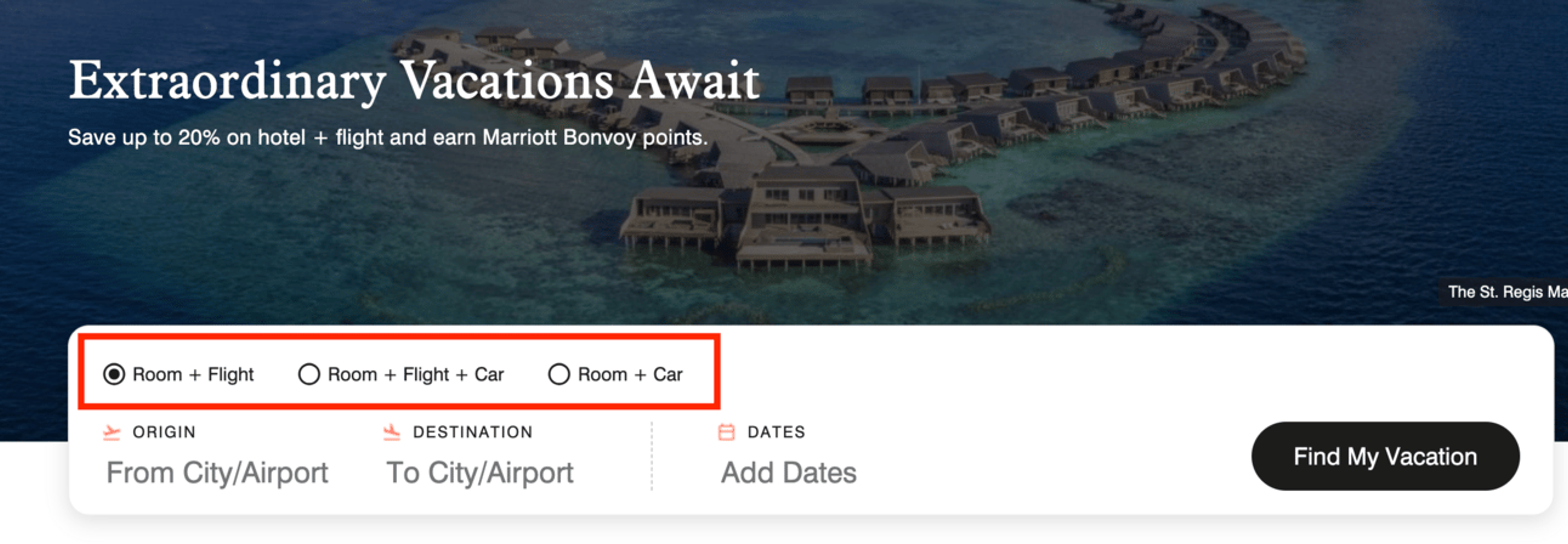 Marriott Vacations booking page