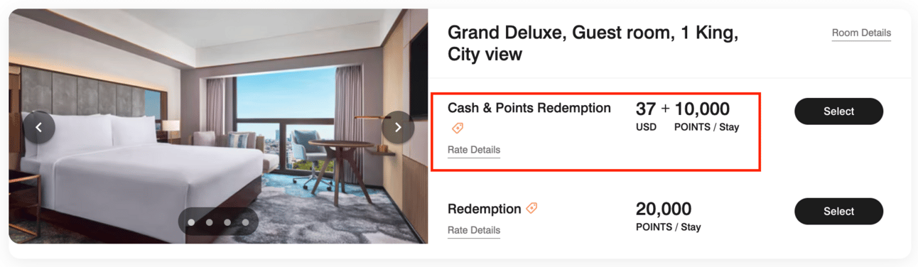 An example of a good value "cash and points" price.