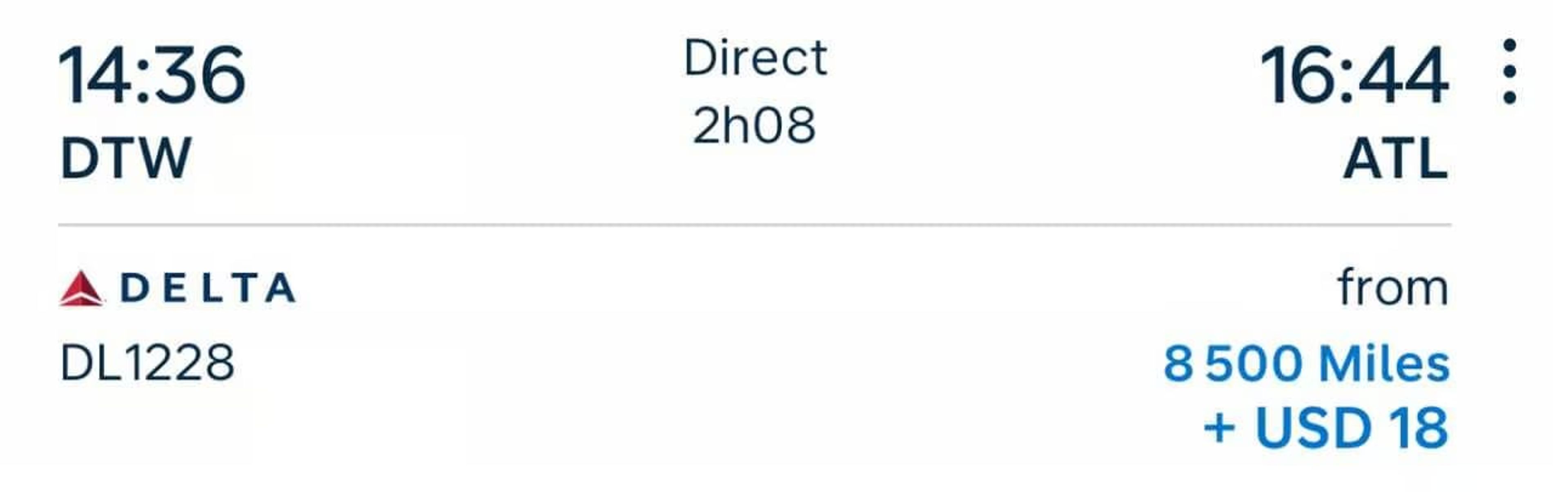 Detroit to ATL with flying blue miles