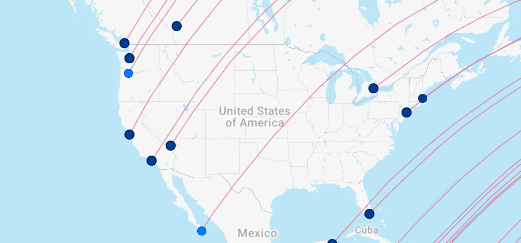 Condor destinations in the U.S.
