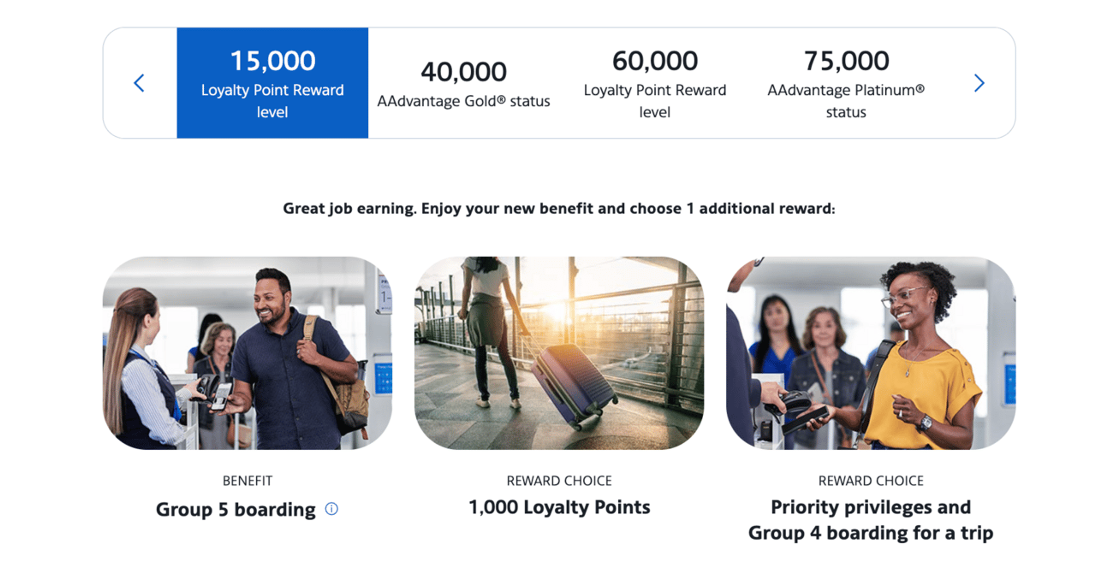 A screenshot showing the perks associated with the lowest milestone reward at just 15,000 Loyalty Points