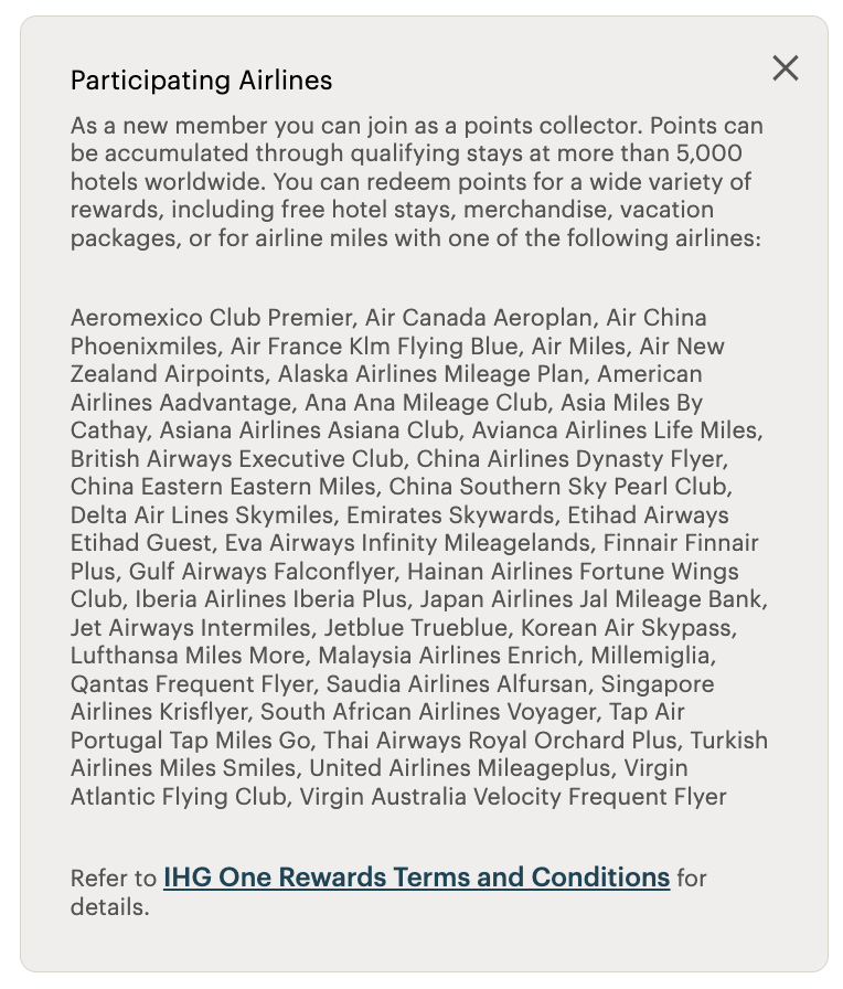 List of airlines that IHG lets you earn miles with