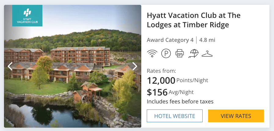 An example of a Hyatt Vacation Club property in Branson, Missouri