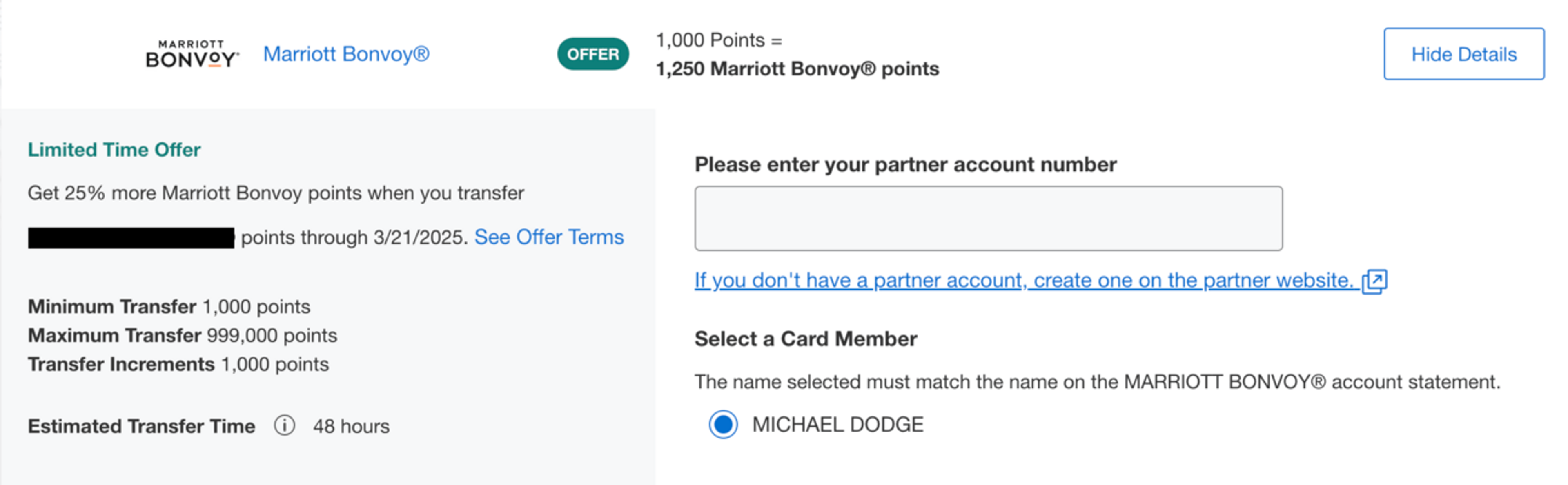 Marriott transfer bonus