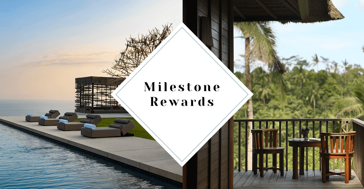 A banner image with the text "Milestone Rewards" that are part of Hyatt's loyalty program