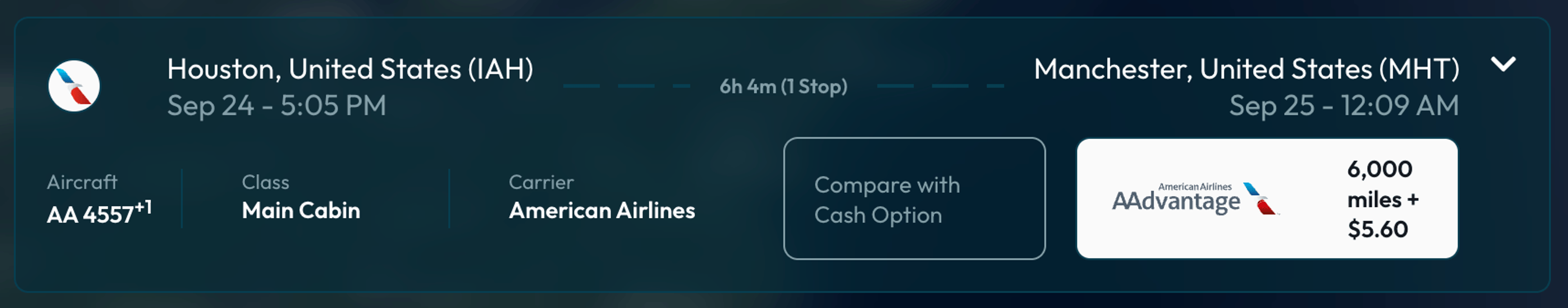 Houston to Manchester for 6,000 AA miles