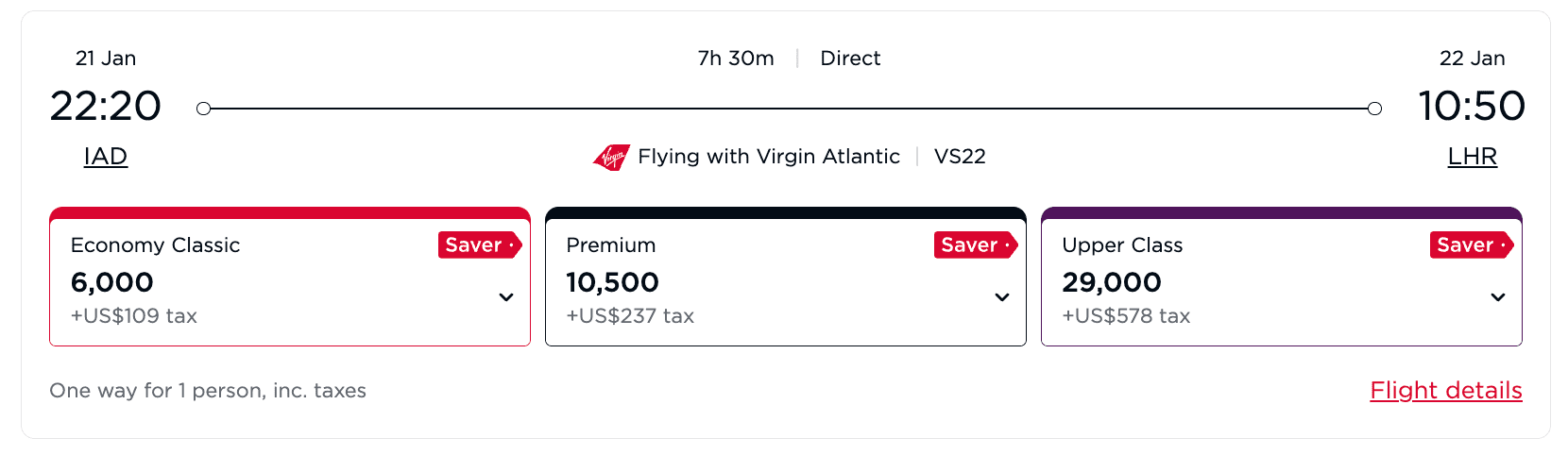 Virgin award example