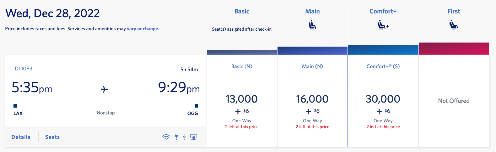 Sample Delta booking