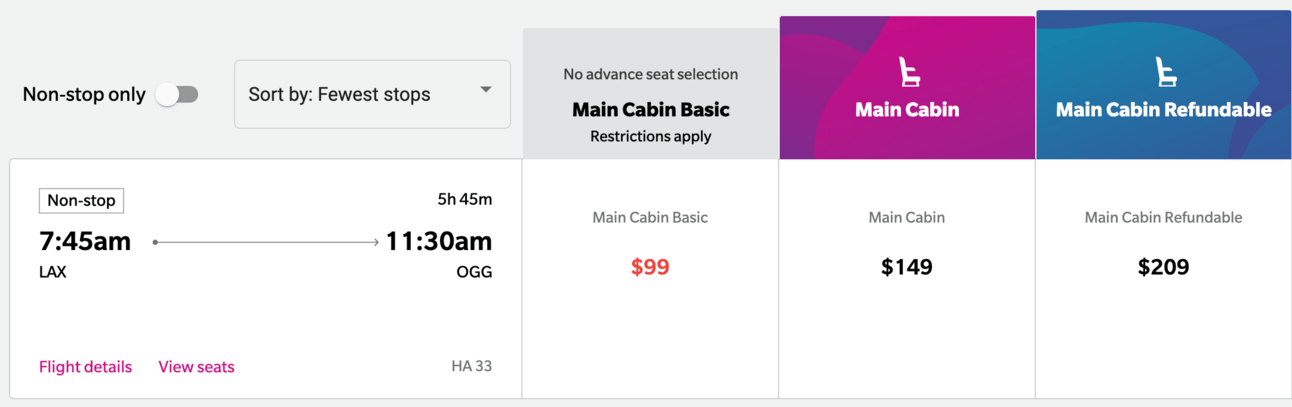 LAX-OGG for $99 in economy