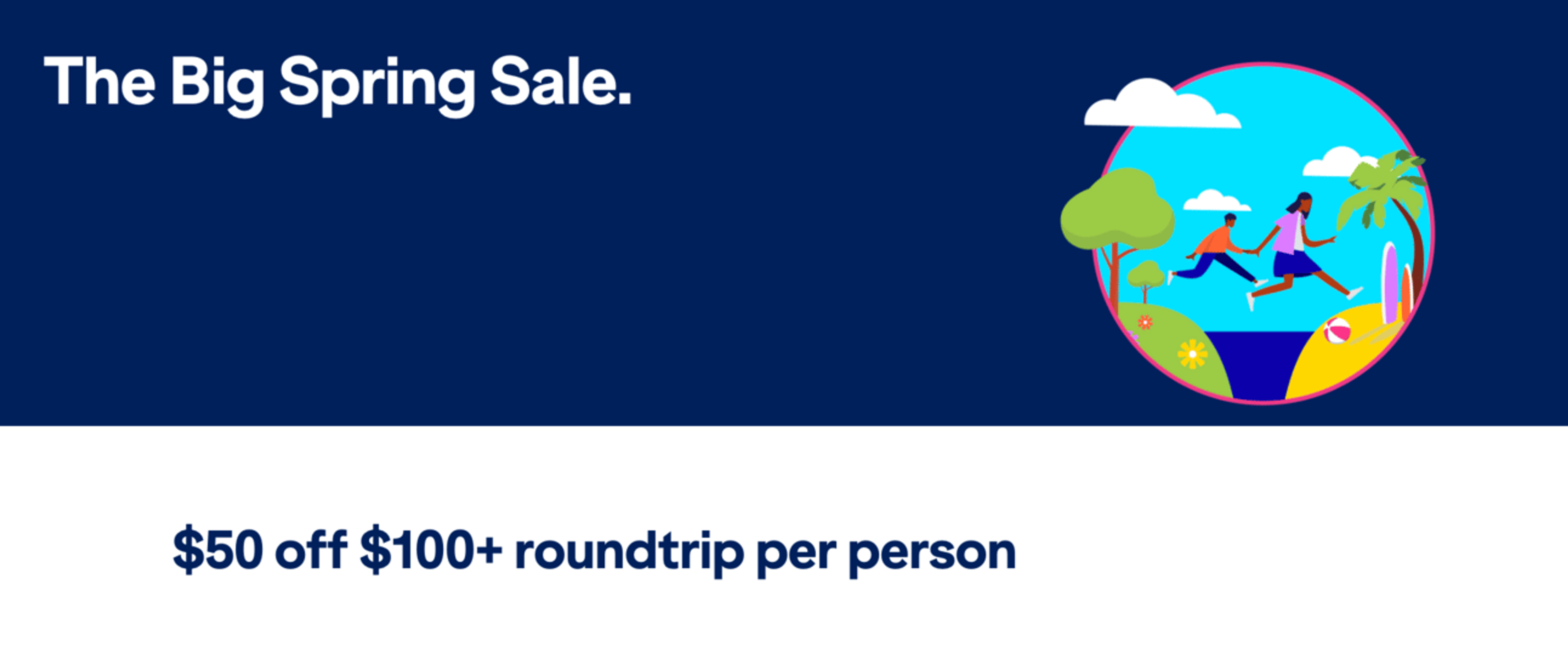 The banner fom JetBlue's website advertising their new sale