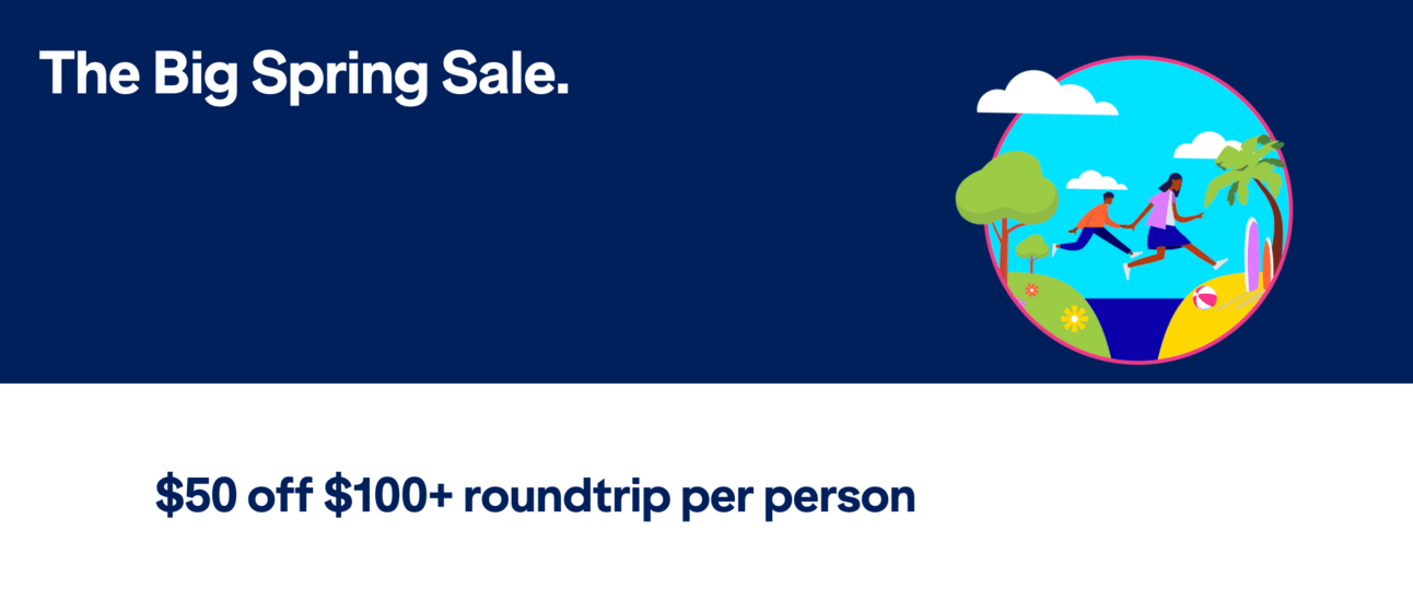 The banner fom JetBlue's website advertising their new sale