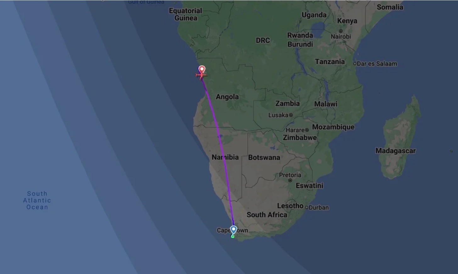 Angola flight diversion
