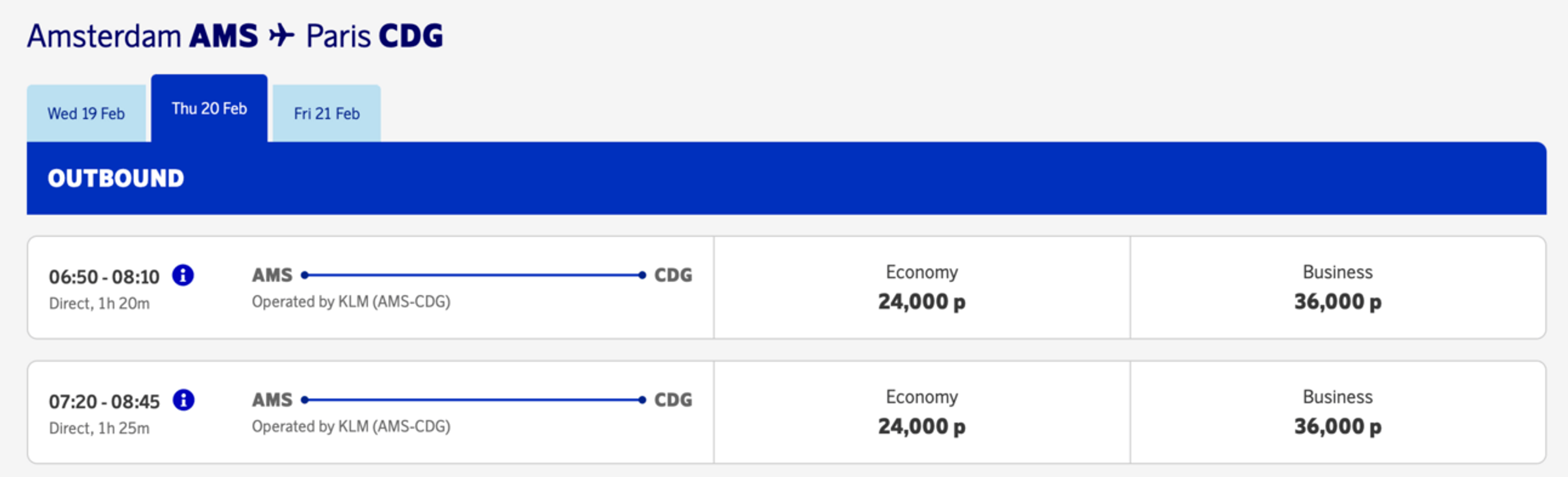 A short-haul economy flight in Europe for 24,000 miles