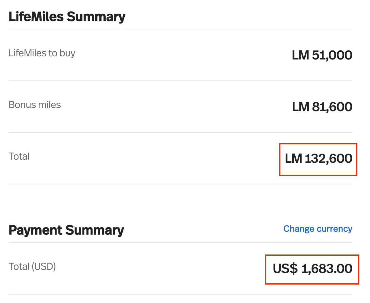 Buy Lifemiles promo