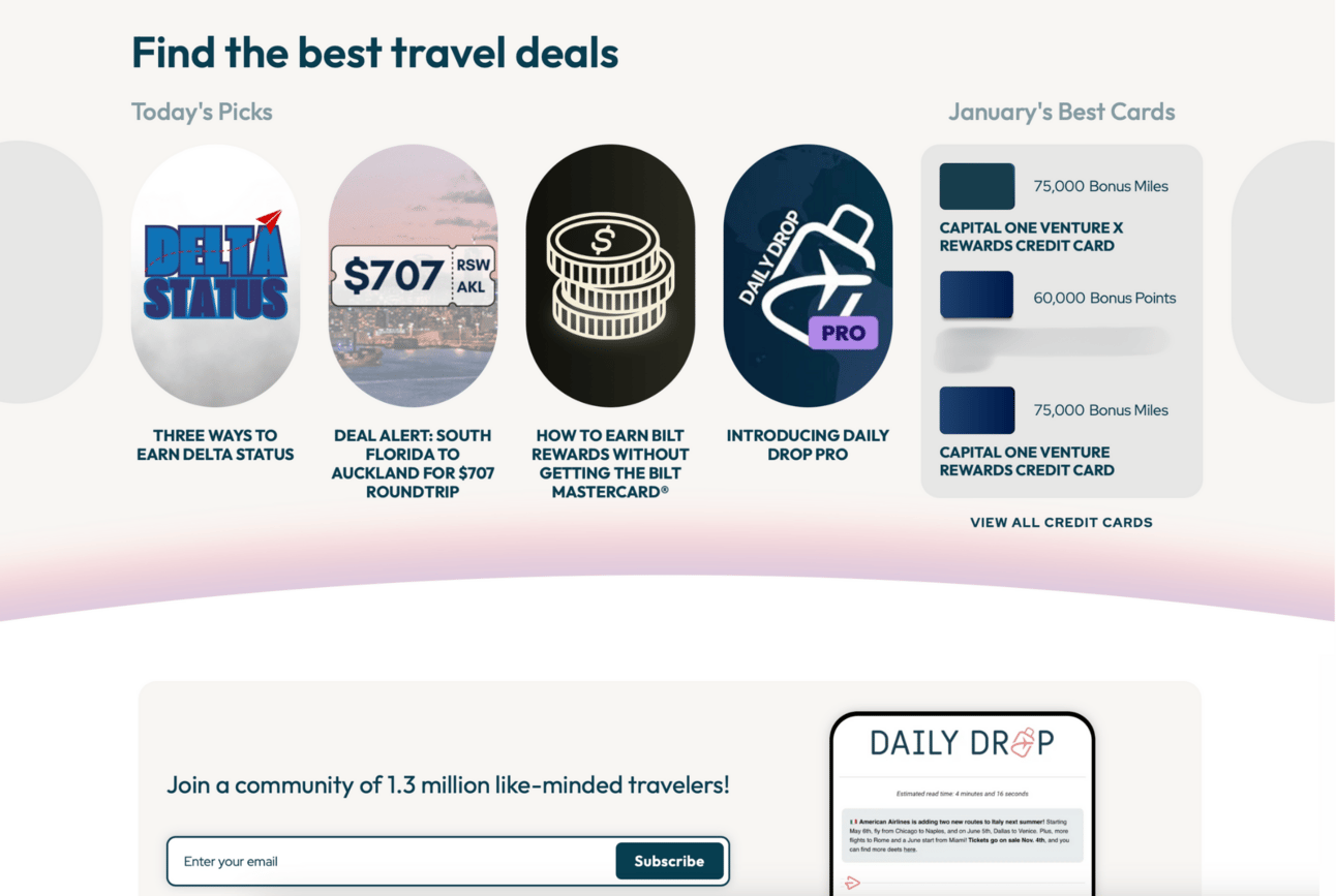Daily Drop homepage