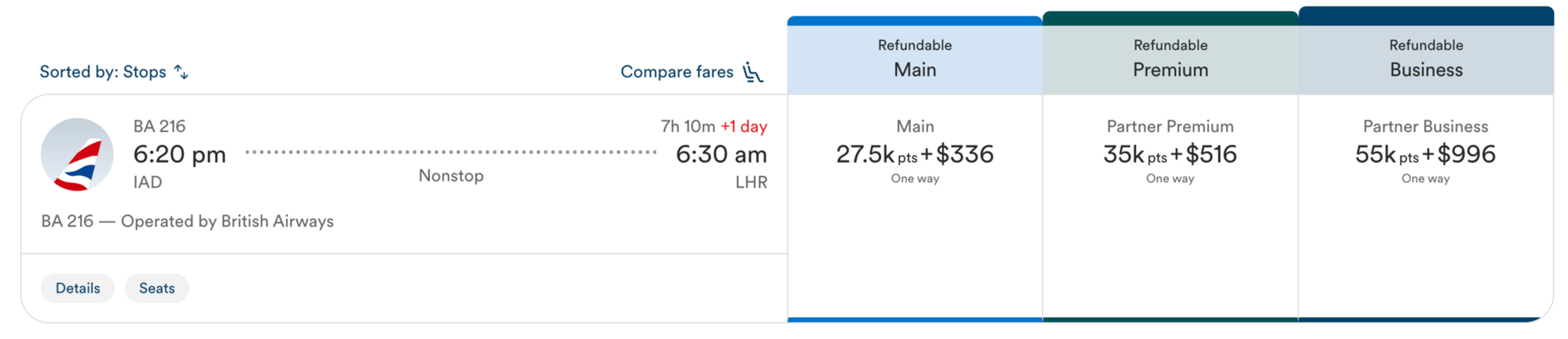 IAD-LHR for 55k Atmos points