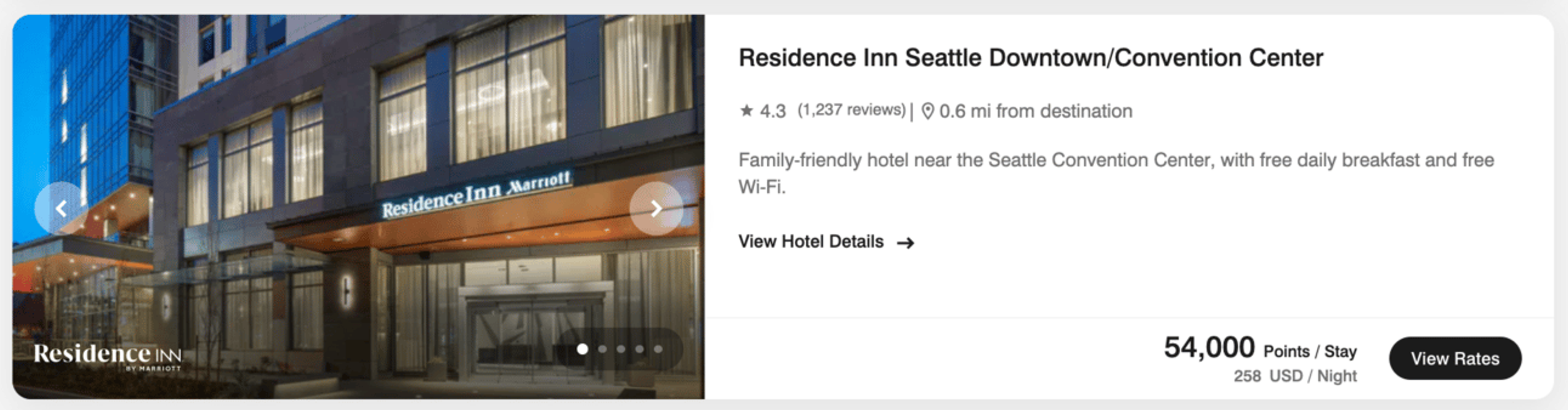 Residence Inn Seattle for 54,000 Marriott points per night