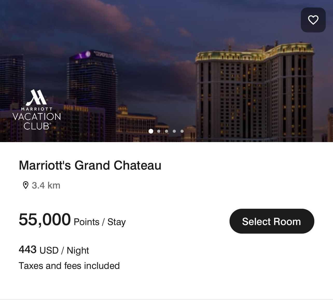 A Marriott hotel in Las Vegas that costs 55,000 points at the last minute