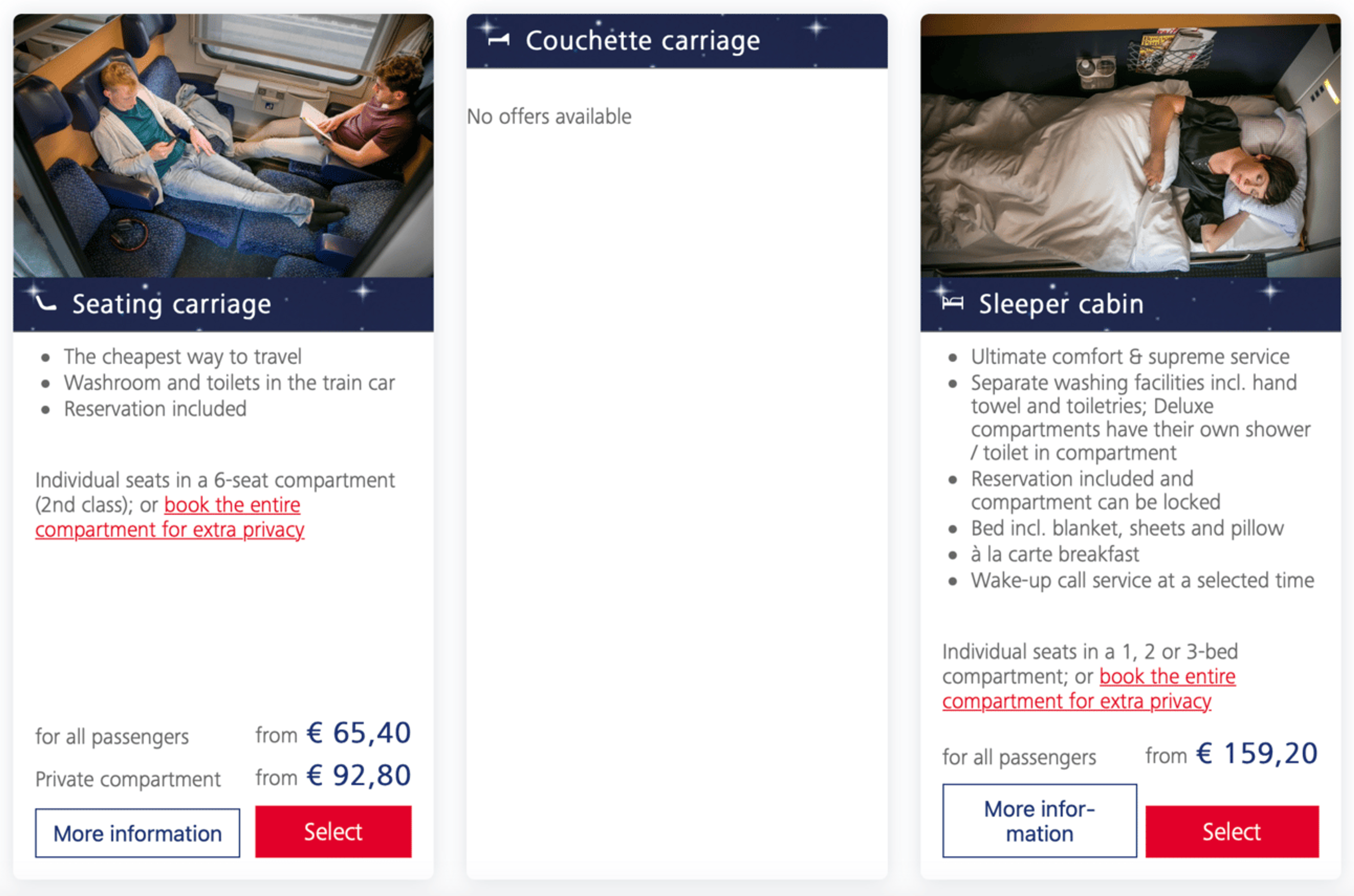 Example booking on NightJet