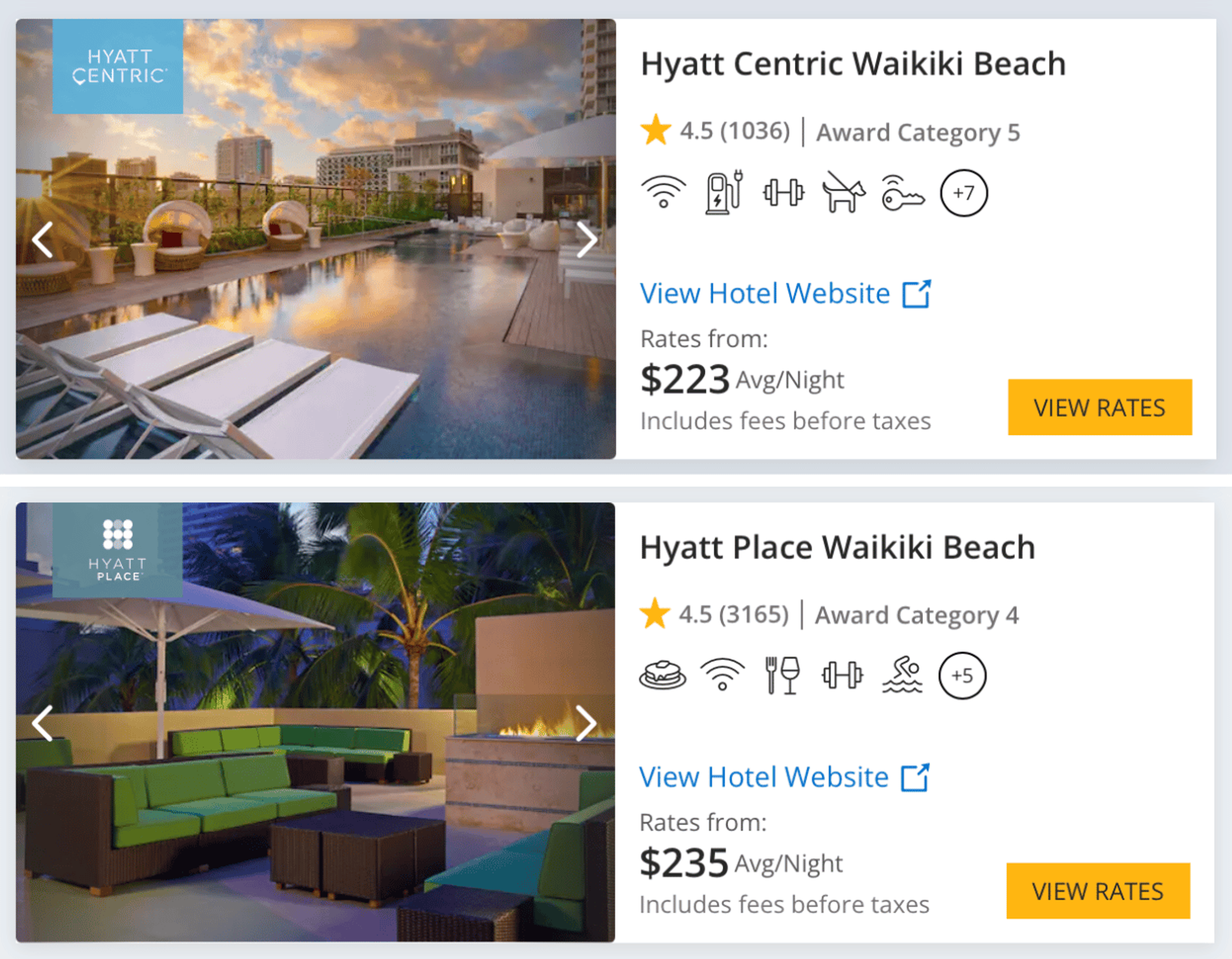 World of Hyatt example bookings