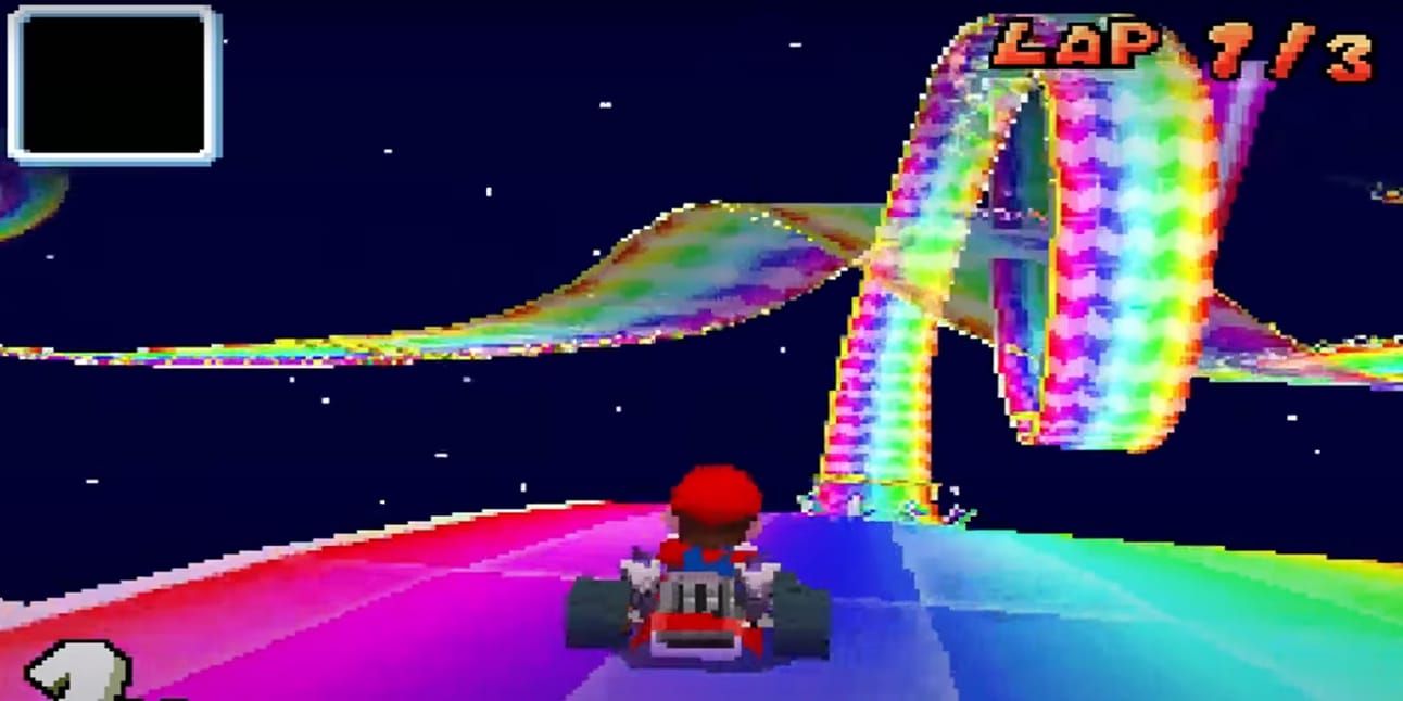 Mario Kart Rainbow Road course