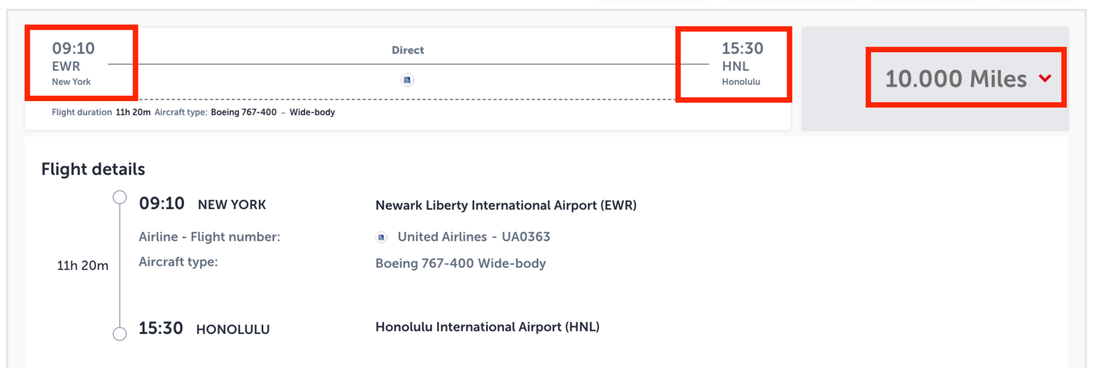 Domestic United flight for 10,000 Turkish miles