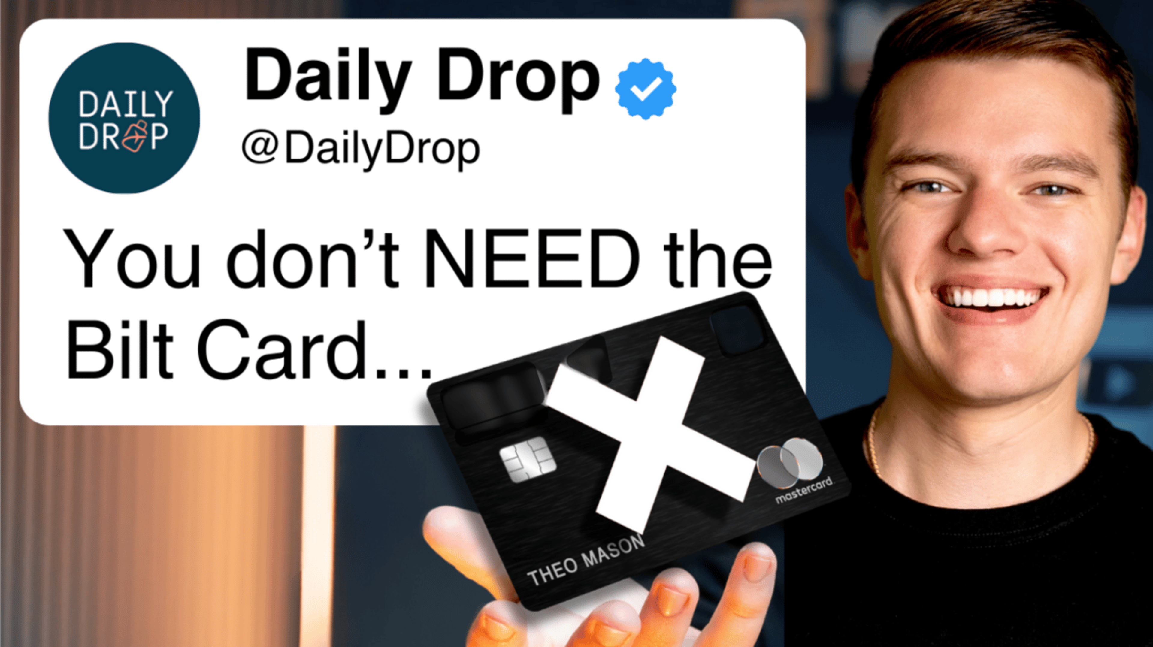 Youtube thumbnail with man holding a black card