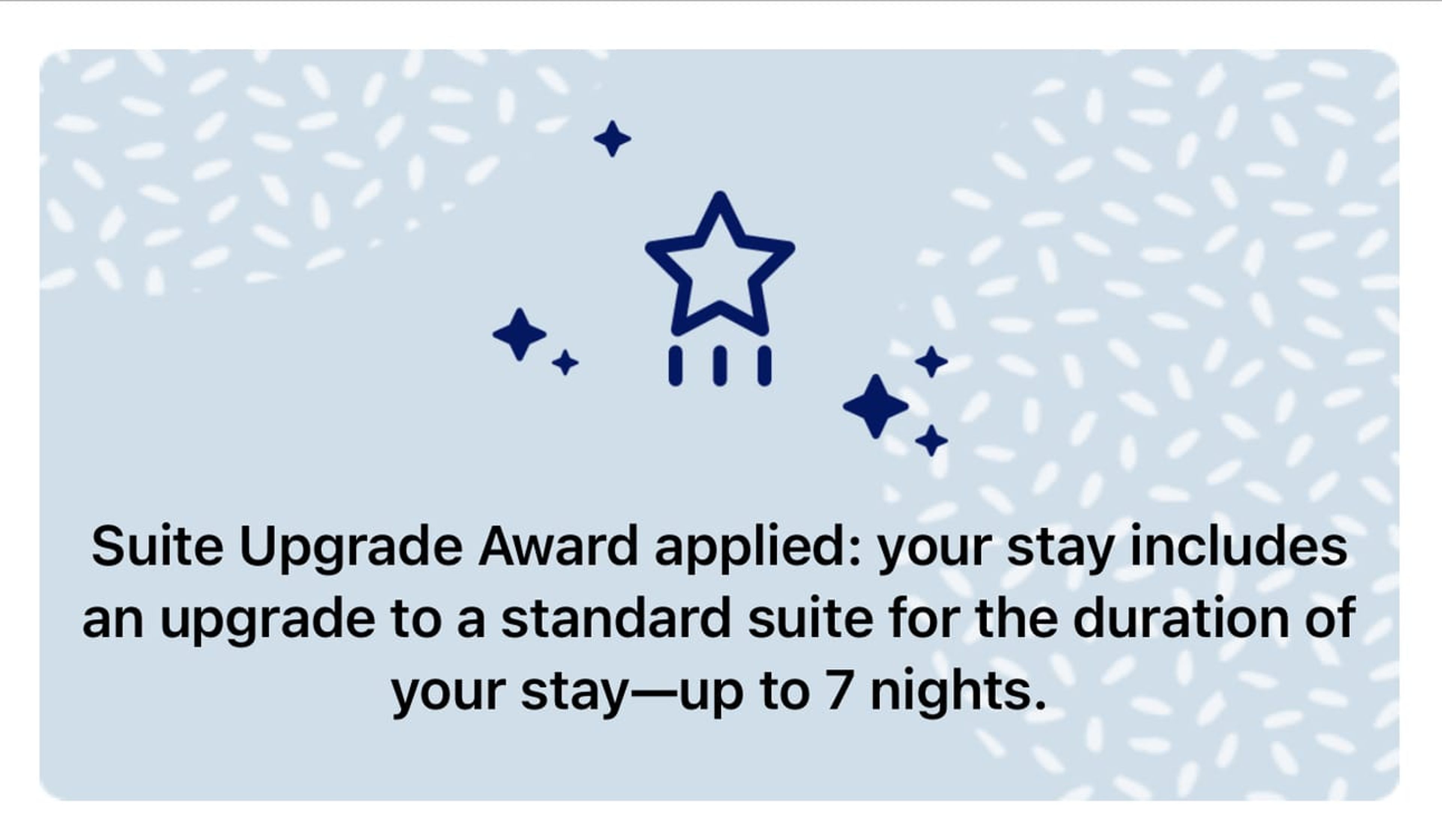 Hyatt suite upgrade confirmation