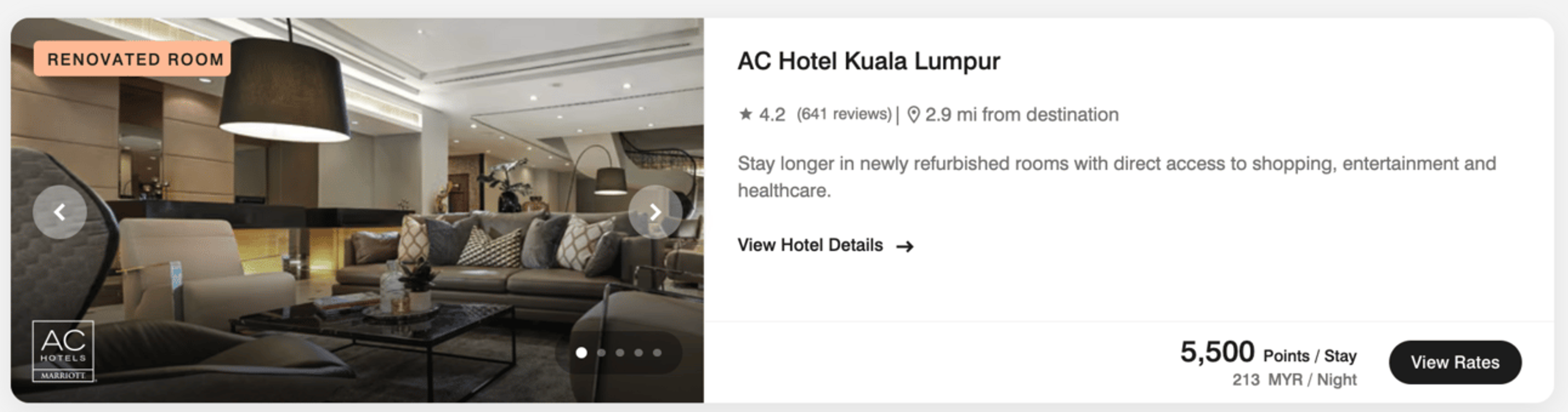 AC Hotel In Kuala Lumpur for 5,500 Marriott points per night