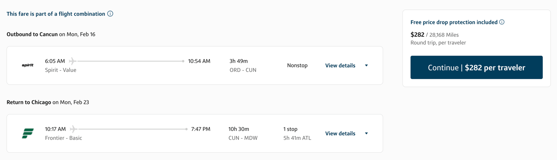 Chicago to Cancun for $282 round trip