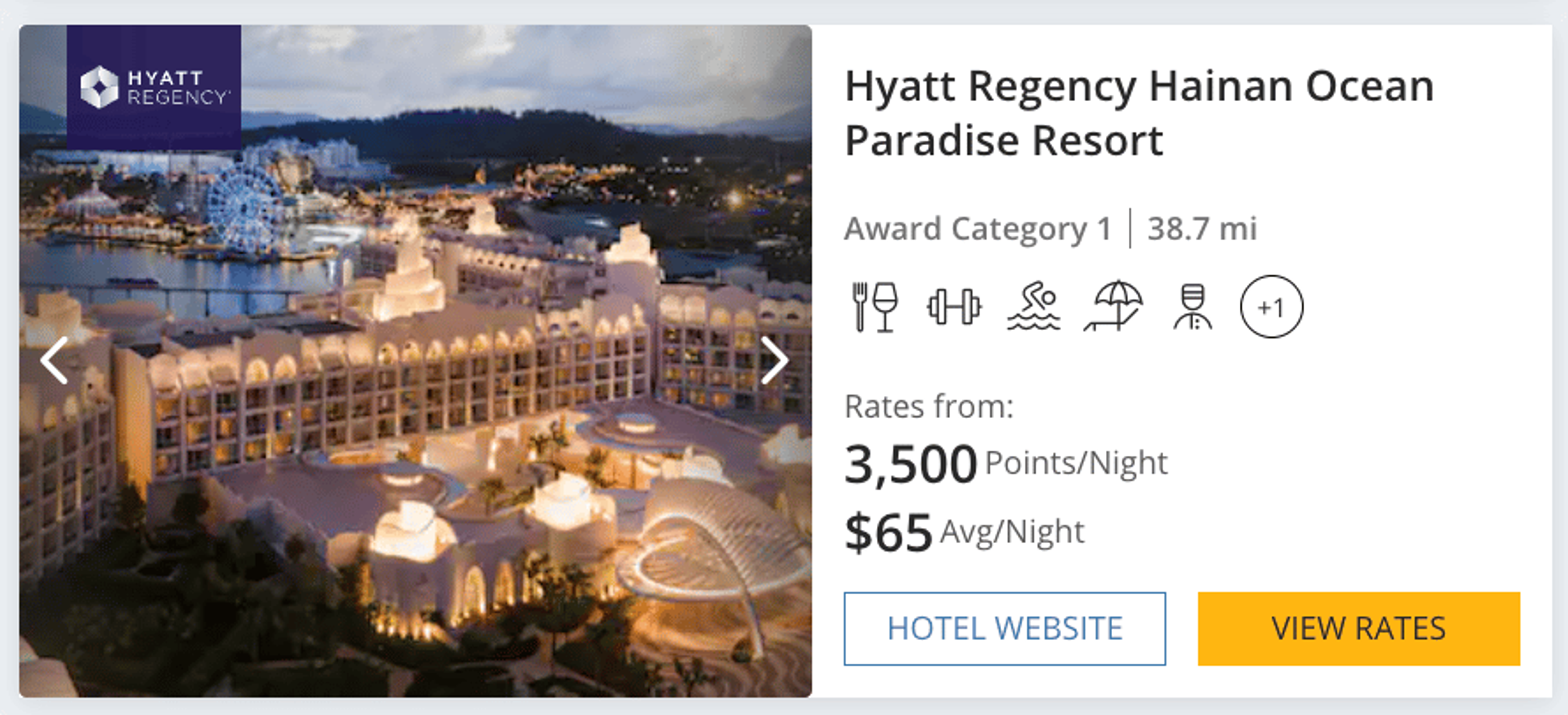 Hyatt Regency Sanya for 3,500 points per night
