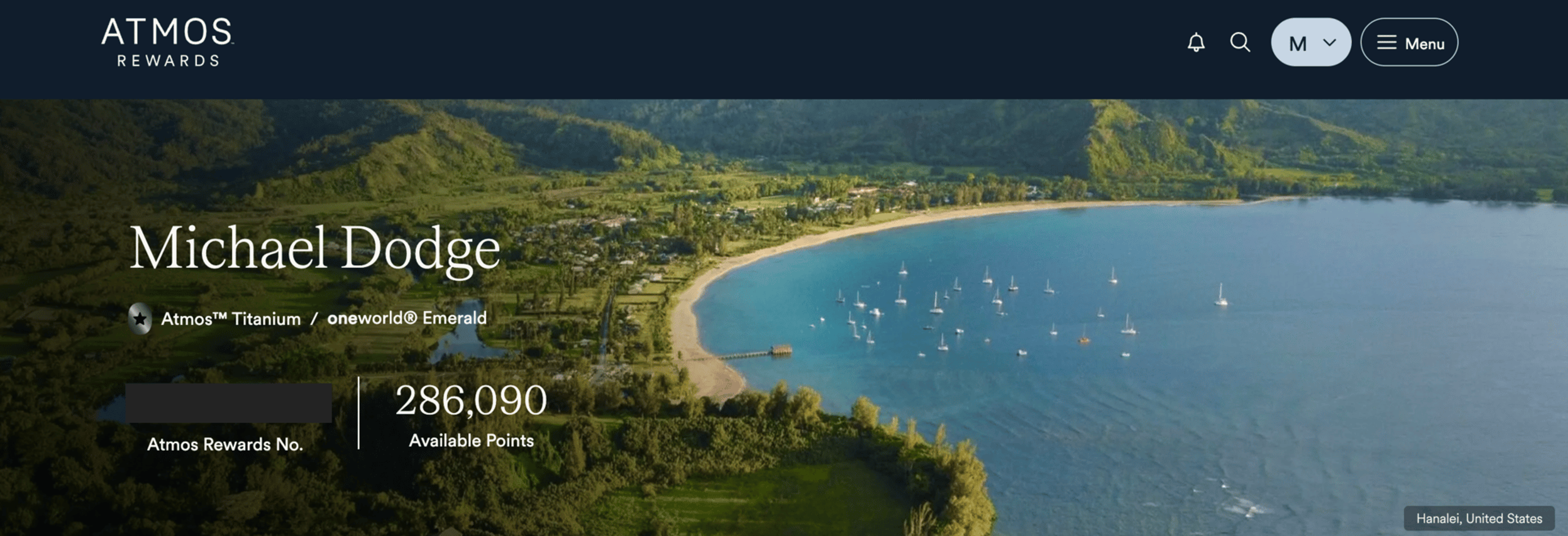 Atmos Rewards Account page