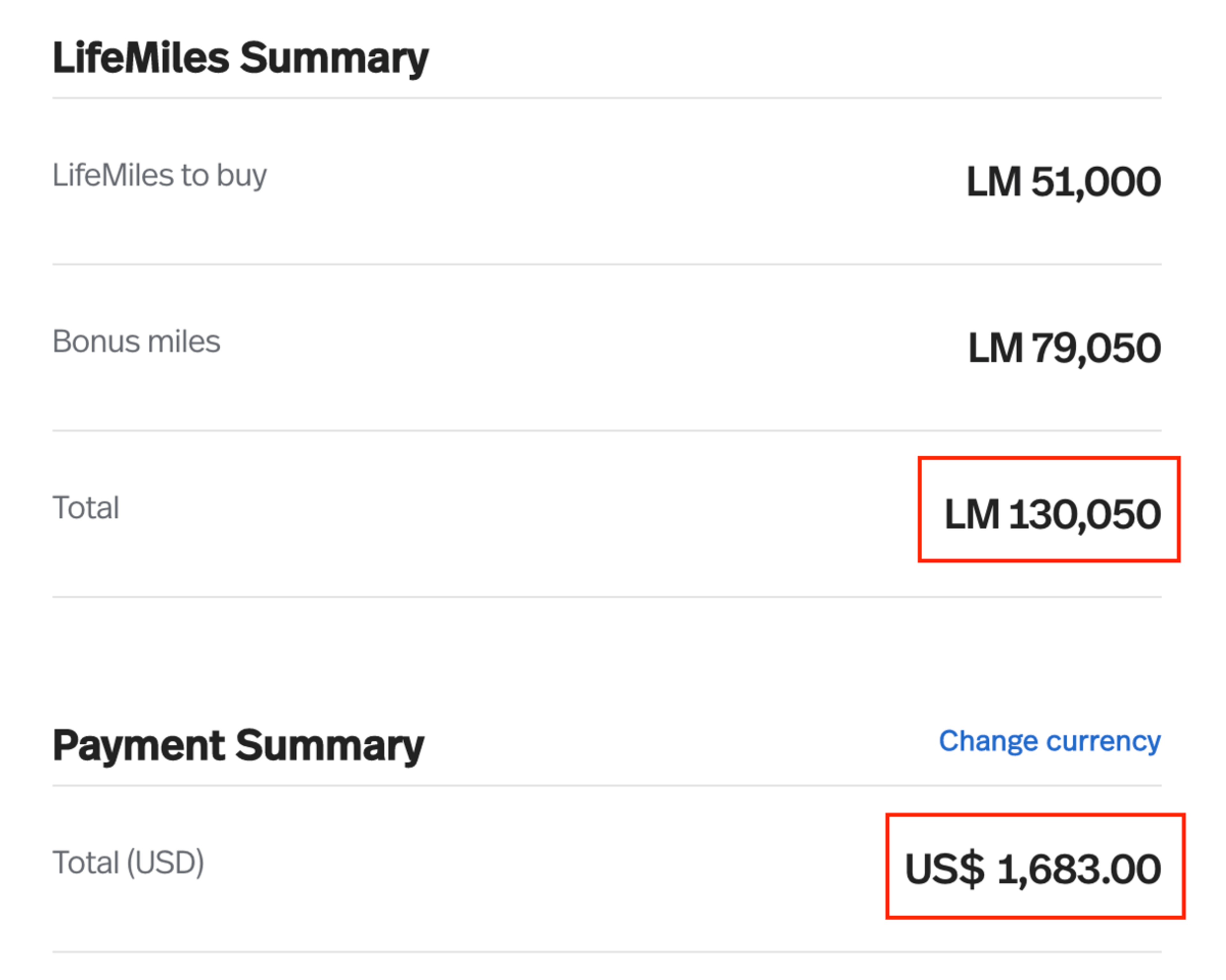 Buy 130,000 LifeMiles for $1,683