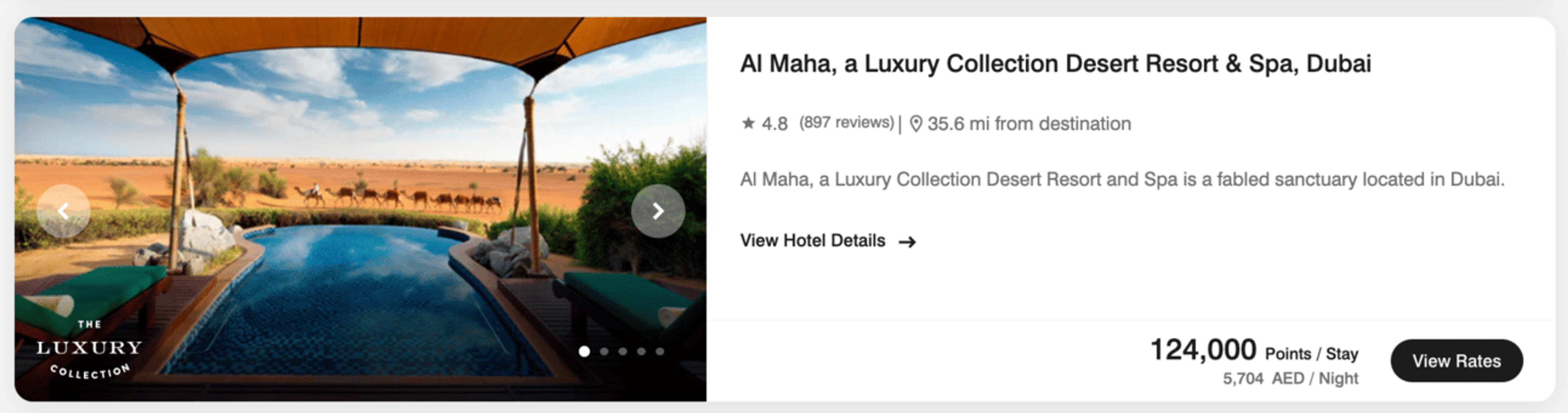 Al Maha resort in Dubai for 124,000 Marriott points per night