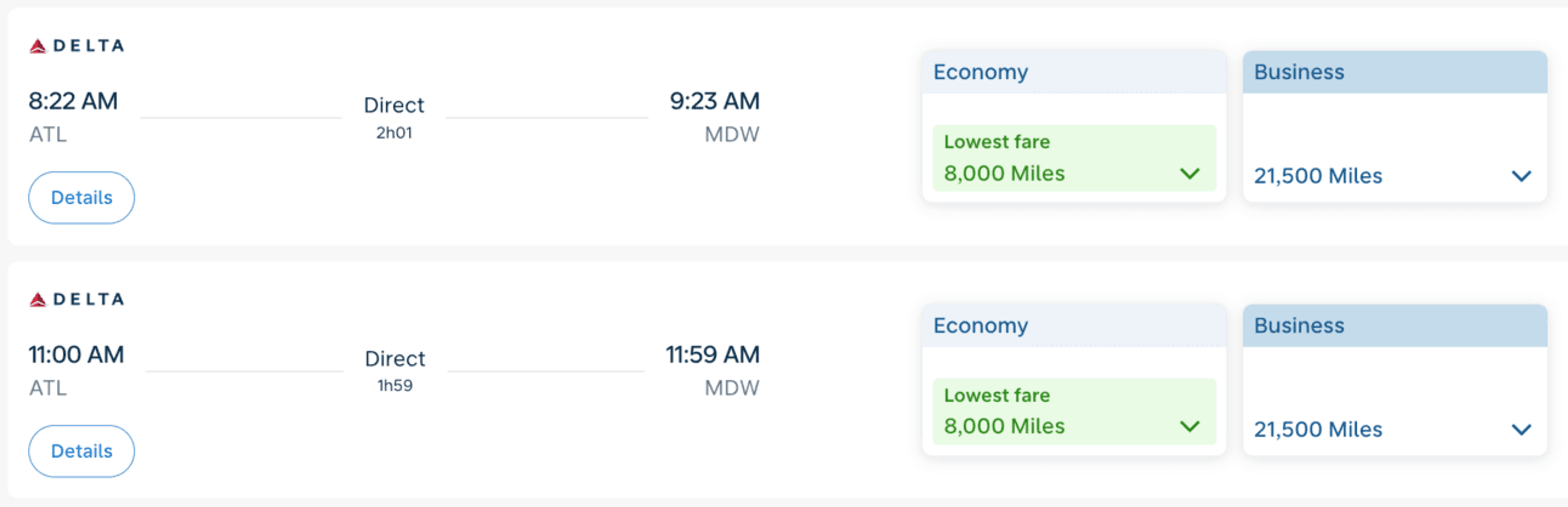 A screenshot showing the ability to book Delta flights with Flying Blue miles