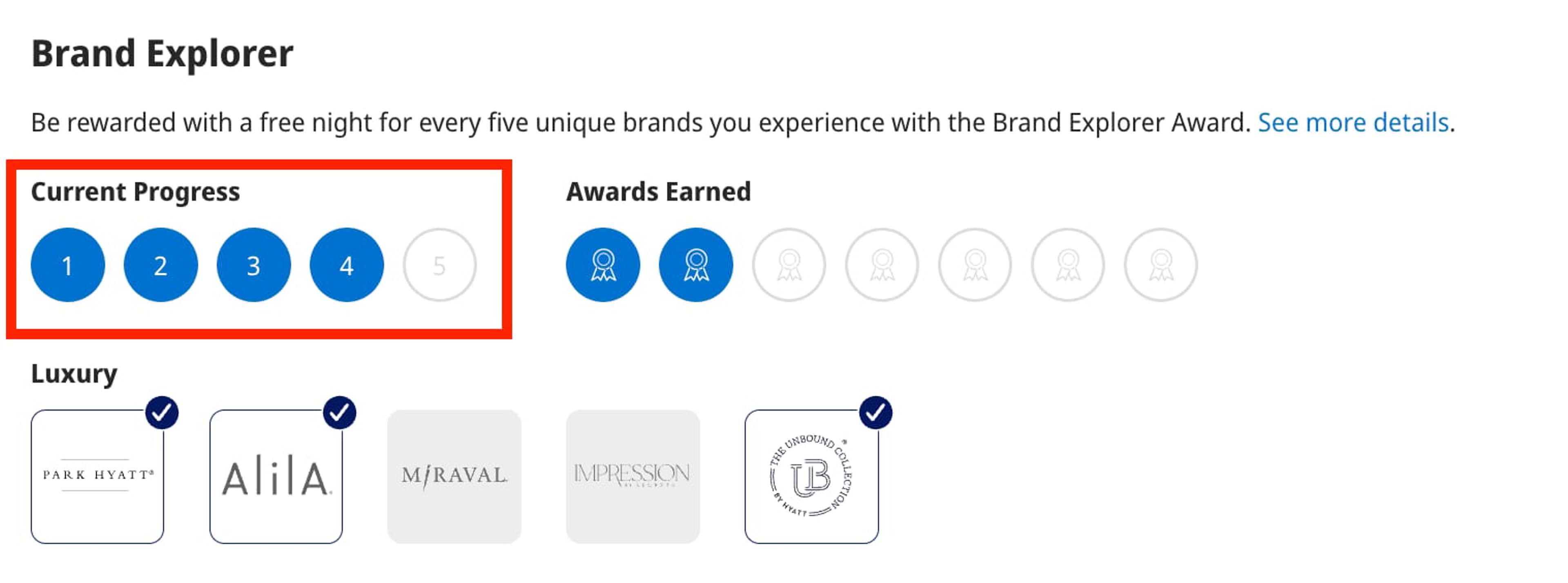 Hyatt Brand Explorer progress
