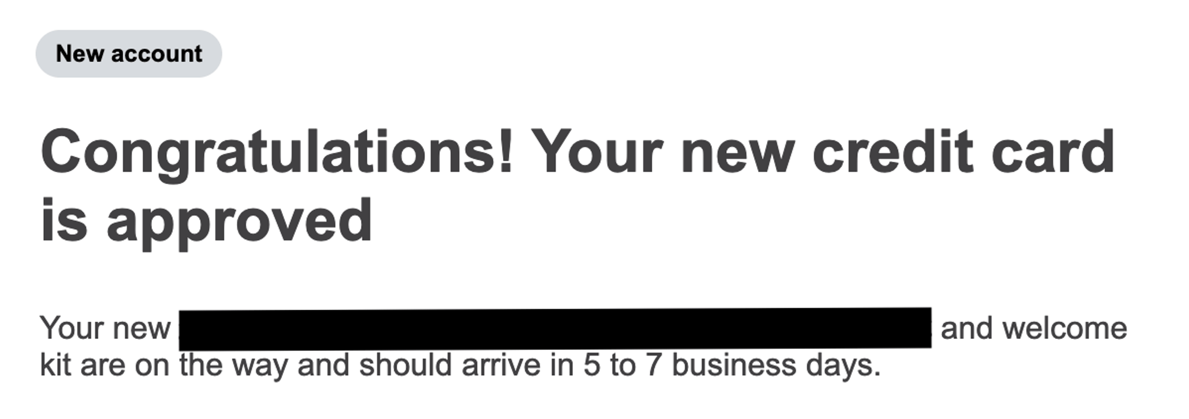 Approval message for the same card
