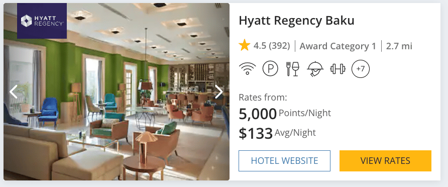 Hyatt Regency Baku for 5,000 points