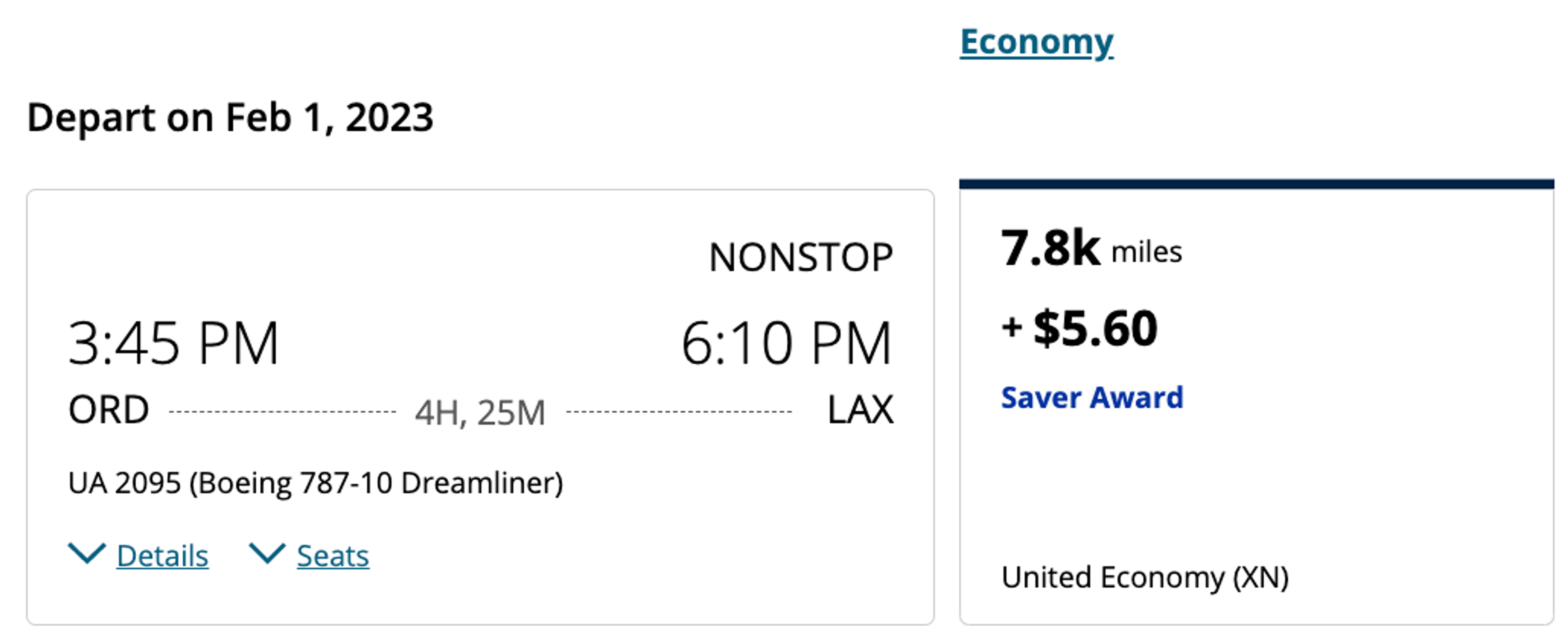 Sample United booking