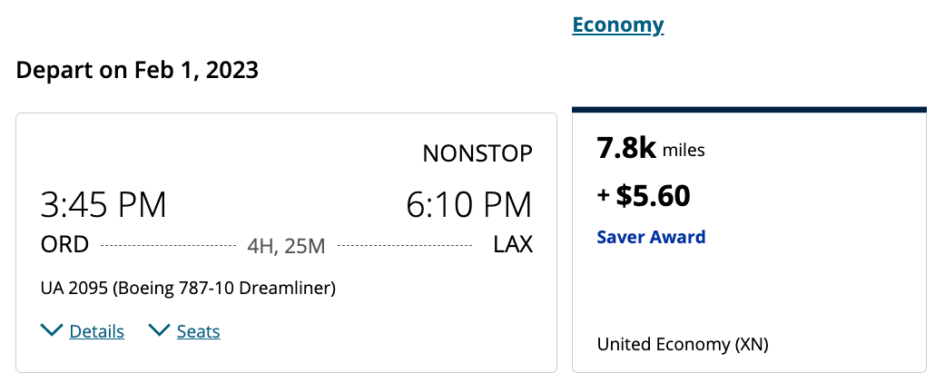 Sample United booking