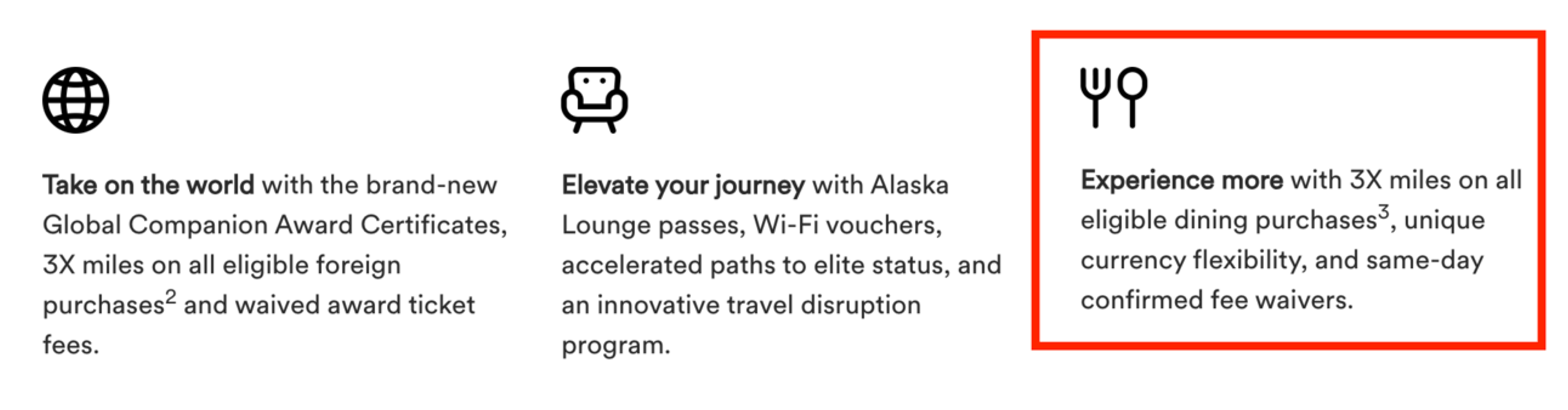 Screenshot from the announcement of card benefits for alaska's new premium card