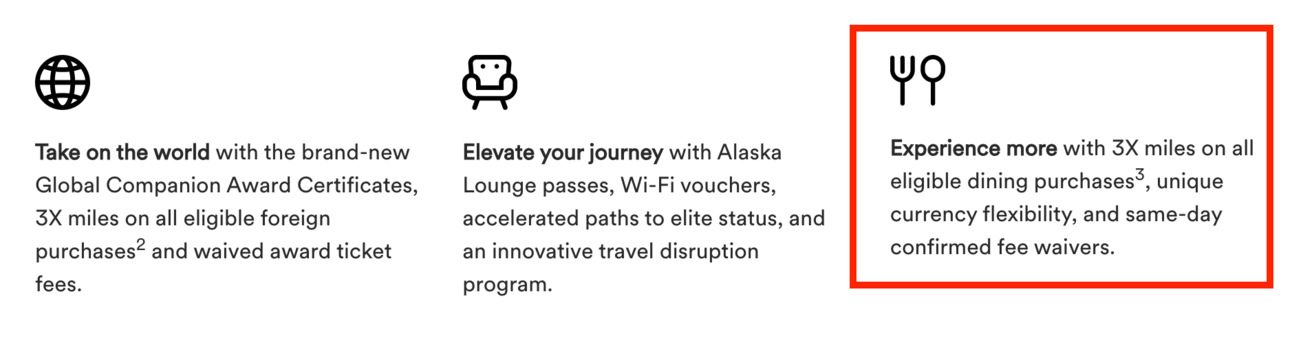 Screenshot from the announcement of card benefits for alaska's new premium card