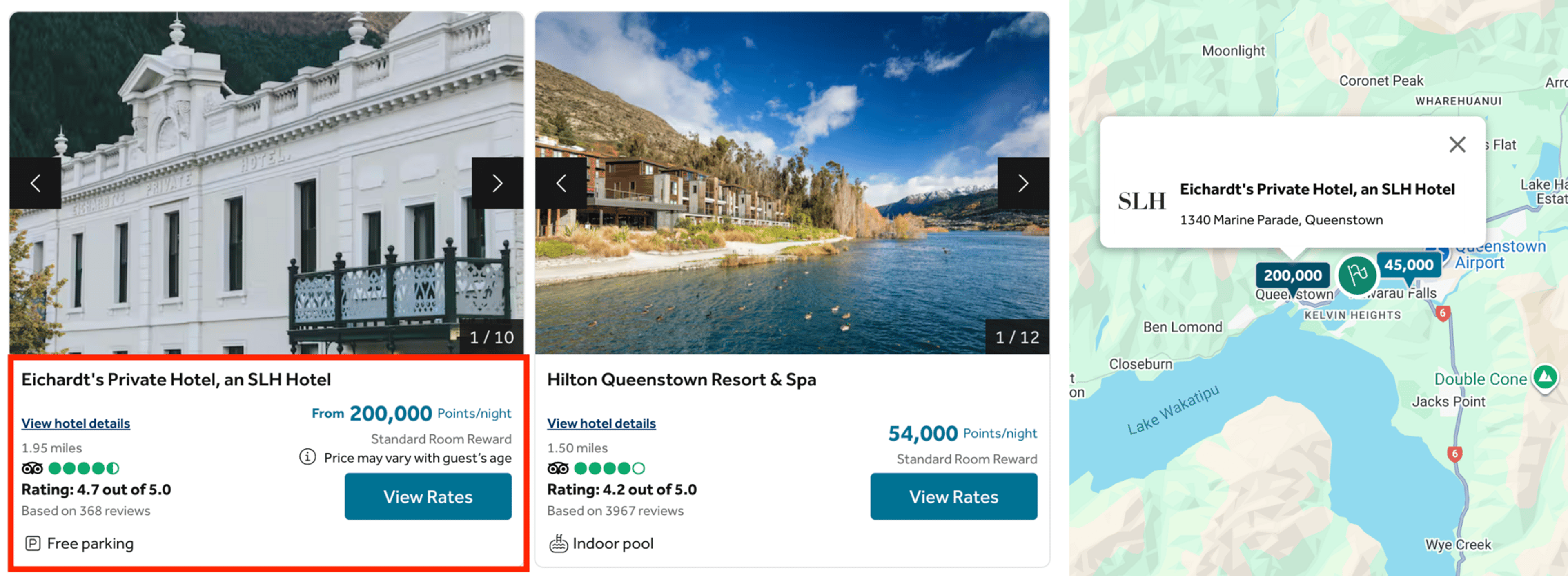 Hotel in Queenstown for 200,000 Hilton points per night